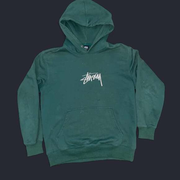 Stussy Basic Pigment Dyed Hoodie in Forest Green - Picture 1 of 3
